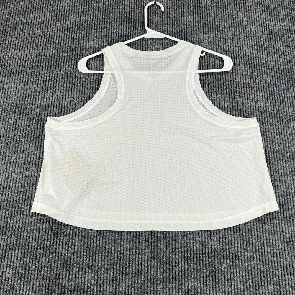 Nike Cropped Tank Top Womens Large White Sleeveless Dri Fit Mesh Gym Workout New